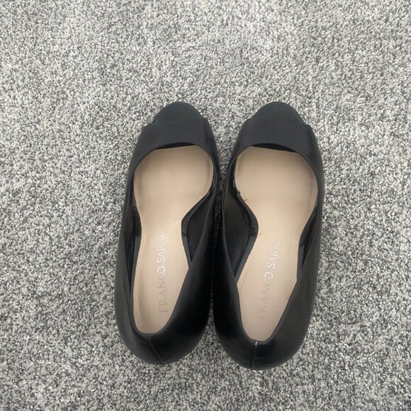 Franco Sarto Harper Black Peep Toe Wedge Heels - Size 8.5 (Box Included) - Picture 4 of 9
